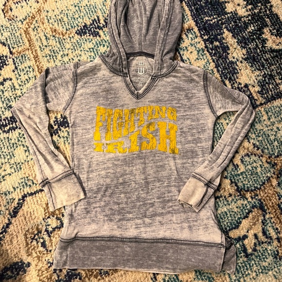 Burnout Notre Dame Go Irish long sleeve tshirt hoodie - Picture 1 of 3